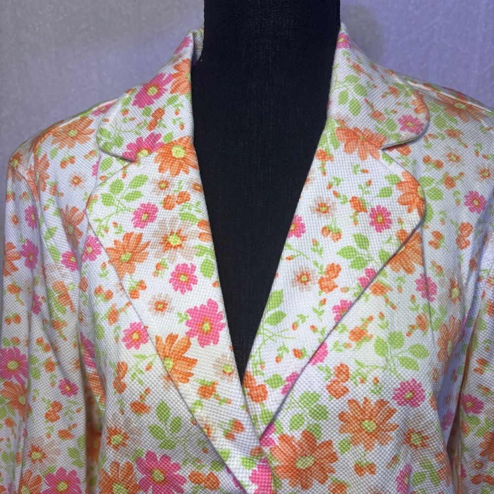 Duck Head Pink and Orange Floral Blazer with Notched Lapels